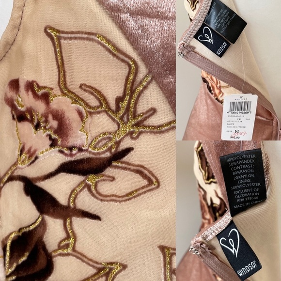 Windsor Floral Velvet Hook-Eye Closure Scoop Neck Zip-Up Dress Women’s Medium - Picture 15 of 16